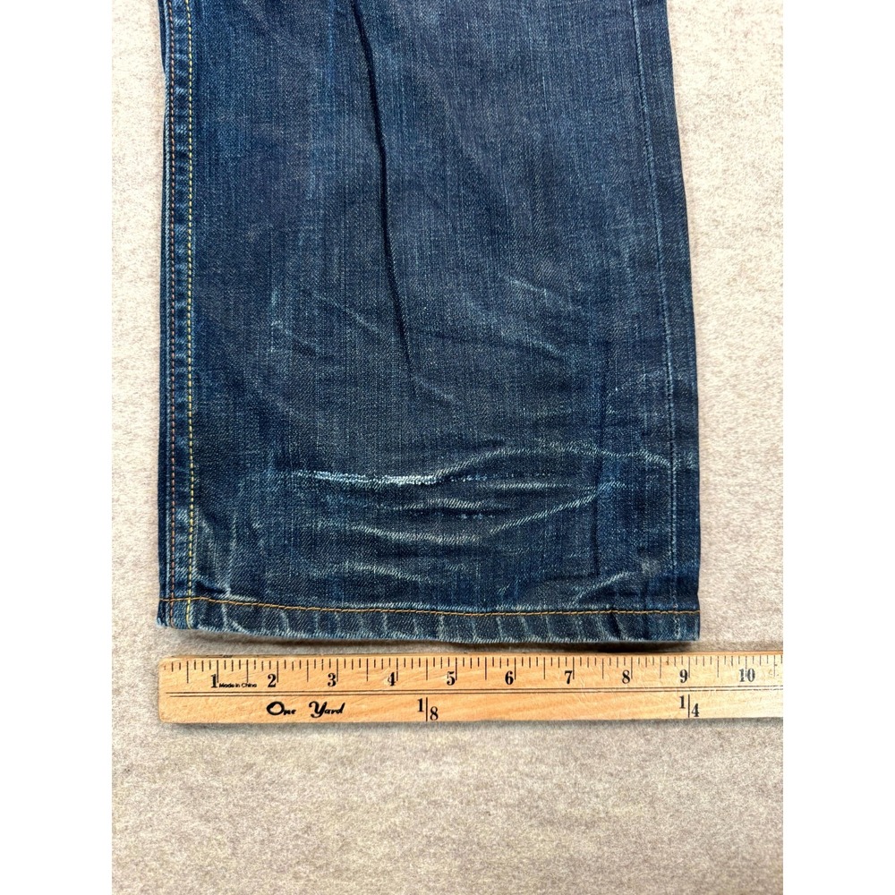 Levis 501 Jeans Mens 36x32 Blue Whiskered Denim Straight Leg Dark Wash Logo - Picture 15 of 15
